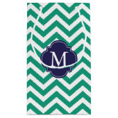 Petit Sac Cadeau Monogramme Motif Emerald et Blue Zigzag (Dos)
