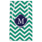 Petit Sac Cadeau Monogramme Motif Emerald et Blue Zigzag (Devant)