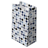 Petit Sac Cadeau monogramme motif pois bleu moderne (Dos Angle)