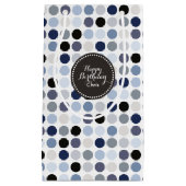 Petit Sac Cadeau monogramme motif pois bleu moderne (Devant)