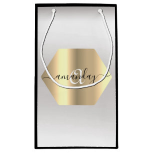 Petit Sac Cadeau Monogramme Nom Gold Black Grey Boutique de mode