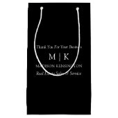 Petit Sac Cadeau Monogramme ou ajouter un logo Business Black (Devant)