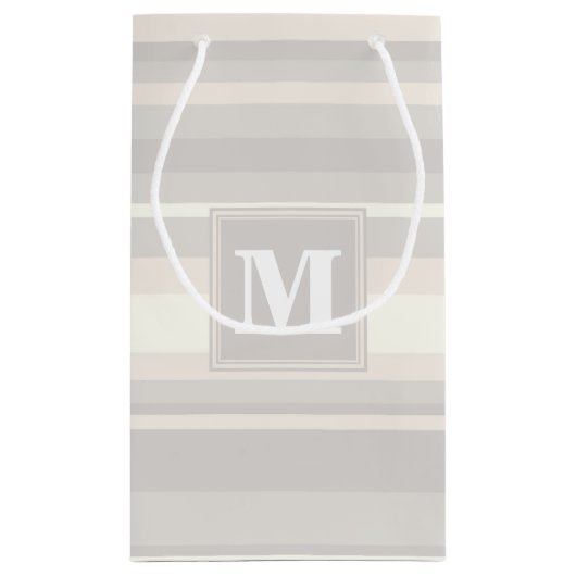 Petit Sac Cadeau Monogramme rayures beiges (Dos)