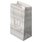 Petit Sac Cadeau Monogramme rayures beiges (Devant Angle)