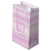 Petit Sac Cadeau Monogramme rayures rose bébé (Dos Angle)