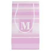 Petit Sac Cadeau Monogramme rayures rose bébé (Devant)