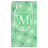 Petit Sac Cadeau Monogramme vert ressort cercles motif (Devant)