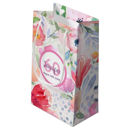 Petit Sac Cadeau Monographie des fleurs roses d'anniversaire (Dos Angle)