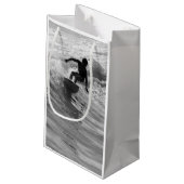 Petit Sac Cadeau Monter En Niveaux De Gris De Vague (Dos Angle)