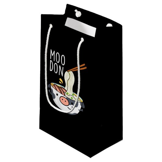 Petit Sac Cadeau Moo-don Funny Udon Pun Dark BG (Devant Angle)