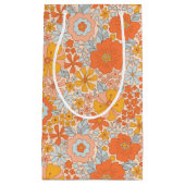 Petit Sac Cadeau Motif à fleurs Orange Retro (Devant)