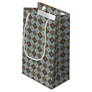 Petit Sac Cadeau Motif à motifs de losanges dans le bleu et le