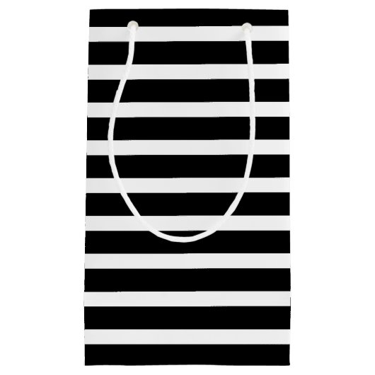 Petit Sac Cadeau Motif à rayures blanches en noir (Devant)