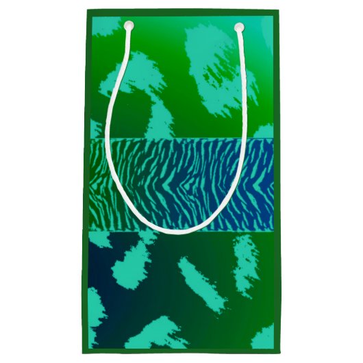 Petit Sac Cadeau Motif animal sauvage vert (Devant)