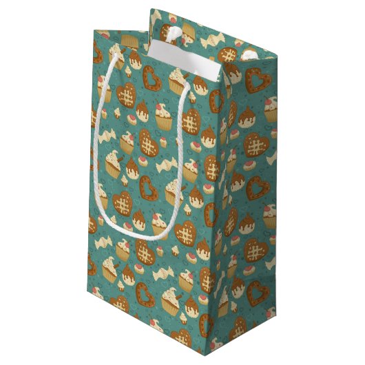 Petit Sac Cadeau Motif avec cupcakes et bonbons (Dos Angle)