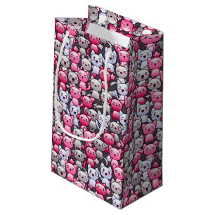 Petit Sac Cadeau motif avec les chats mignons 2 de griffonnage de