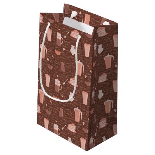 Petit Sac Cadeau Motif avec les éléments relatifs de café (Dos Angle)