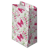 Petit Sac Cadeau Motif blanc floral (Devant Angle)