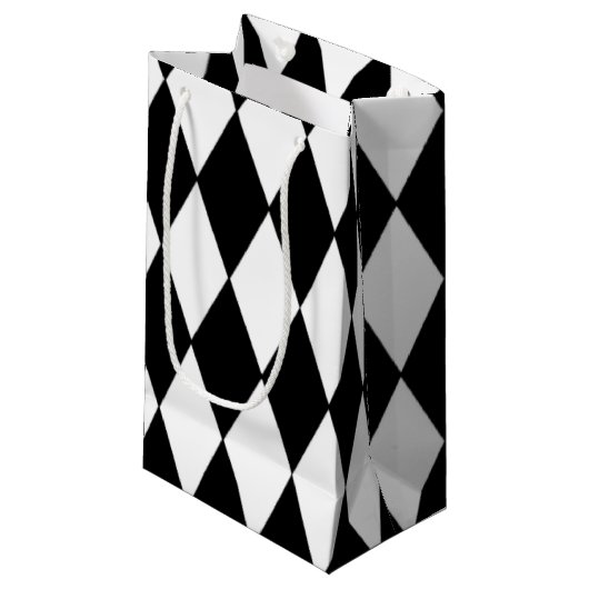 Petit Sac Cadeau Motif blanc noir de harlequin (Devant Angle)