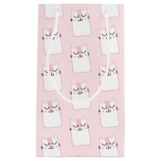 Petit Sac Cadeau Motif chat chaton mignon dormant (Devant)