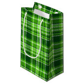 Petit Sac Cadeau Motif Checkered de couleur verte (Devant Angle)