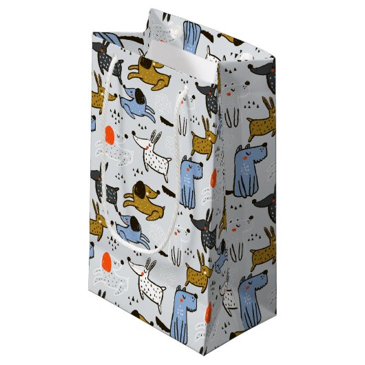 Petit Sac Cadeau Motif chien mignon Doodle (Devant Angle)