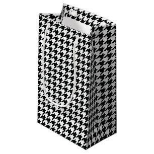 Petit Sac Cadeau Motif classique en Houndstooth : Vintage noir et b