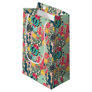 Petit Sac Cadeau Motif coloré de cactus de point de polka du