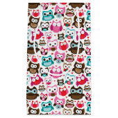 Petit Sac Cadeau motif coloré de hibou (Devant)