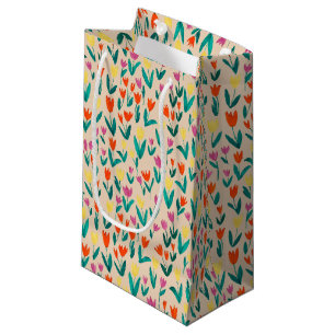 Petit Sac Cadeau Motif coloré de tulipes Fleurs printanières mignon