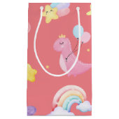 Petit Sac Cadeau Motif de ballon arc-en-ciel rose doux dinosaure (Devant)