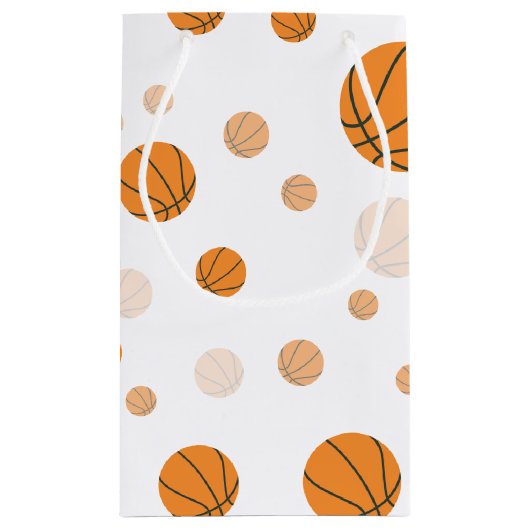 Petit Sac Cadeau Motif de basket-ball personnalisé en blanc (Dos)