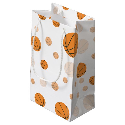 Petit Sac Cadeau Motif de basket-ball personnalisé en blanc (Dos Angle)
