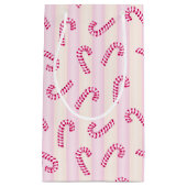 Petit Sac Cadeau Motif de canne rose de Noël (Devant)