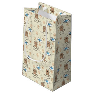 Petit Sac Cadeau motif de chat et de poissons