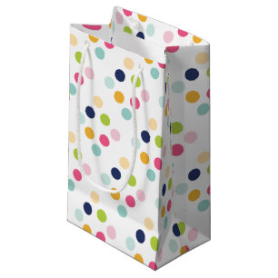 Petit Sac Cadeau Motif de confettis d'anniversaire à pois arc-en-ci