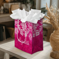 Motif de Damas de Grunge rose chaud Texte personna