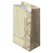 Petit Sac Cadeau Motif de dentelle, cru 7 de fleur (Devant Angle)