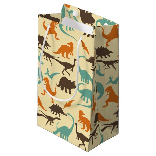 Petit Sac Cadeau Motif de Dinosaure Silhouette (Devant Angle)