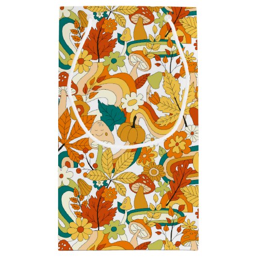 Petit Sac Cadeau Motif de fleurs de champignons Super rétro (Dos)