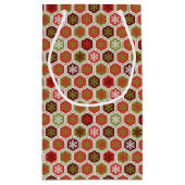 Petit Sac Cadeau Motif de flocon de flocon rouge-vert personnalisé (Dos)