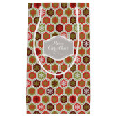 Petit Sac Cadeau Motif de flocon de flocon rouge-vert personnalisé (Devant)