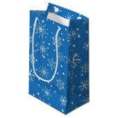 Petit Sac Cadeau Motif de flocon de neige (Devant Angle)