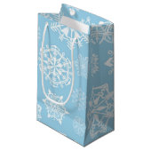 Petit Sac Cadeau Motif de flocon de neige (Devant Angle)
