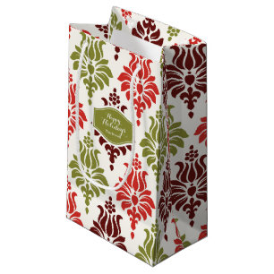 Petit Sac Cadeau Motif de flocon de neige de Noël rouge personnalis