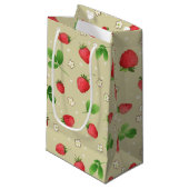 Petit Sac Cadeau Motif de fraises d'aquarelle (Devant Angle)