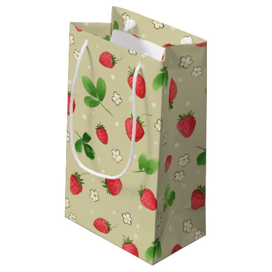 Petit Sac Cadeau Motif de fraises d'aquarelle (Dos Angle)