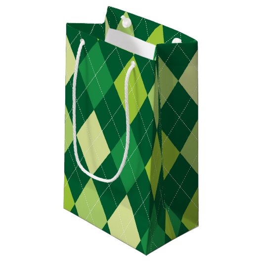 Petit Sac Cadeau motif de Jacquard vert (Devant Angle)