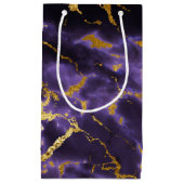 Petit Sac Cadeau Motif de marbre noir pourpre de parties (Devant)