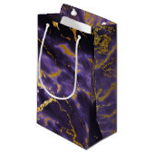 Petit Sac Cadeau Motif de marbre noir pourpre de parties (Devant Angle)